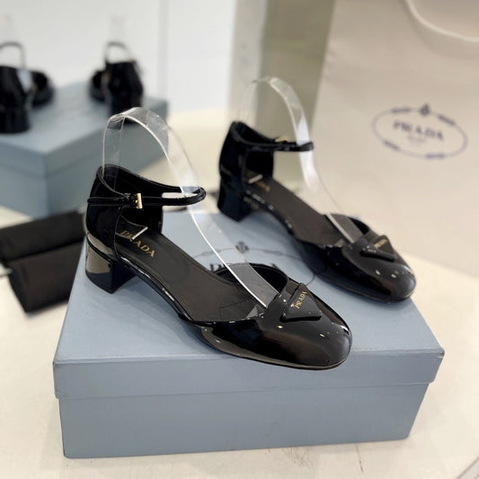 Pra Slingback 40 Square Sole Black Patent Leather - 35