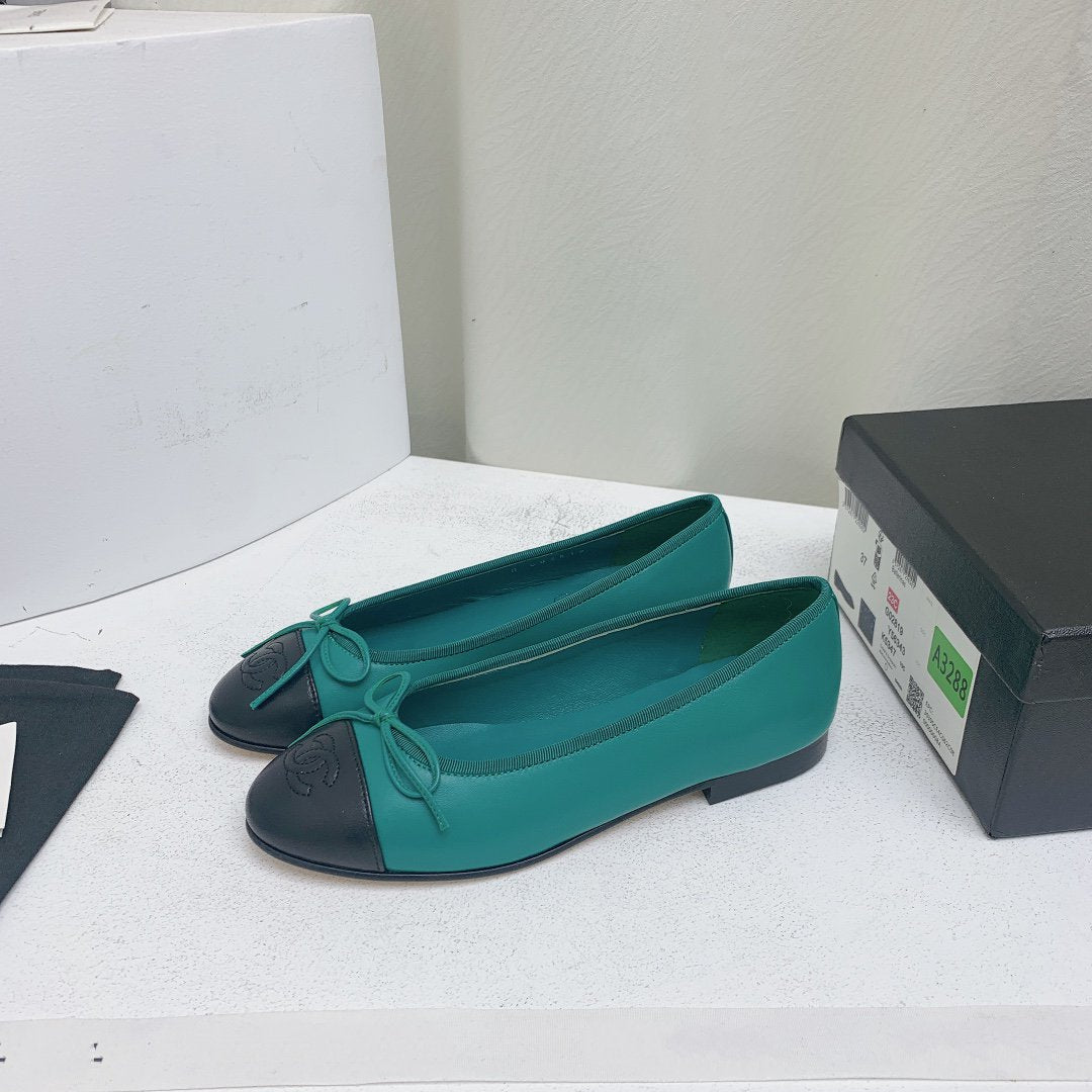 ballet flat blue green black lambskin - 35