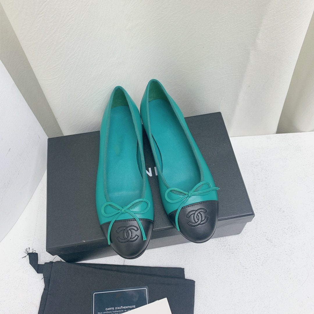 ballet flat blue green black lambskin - 35