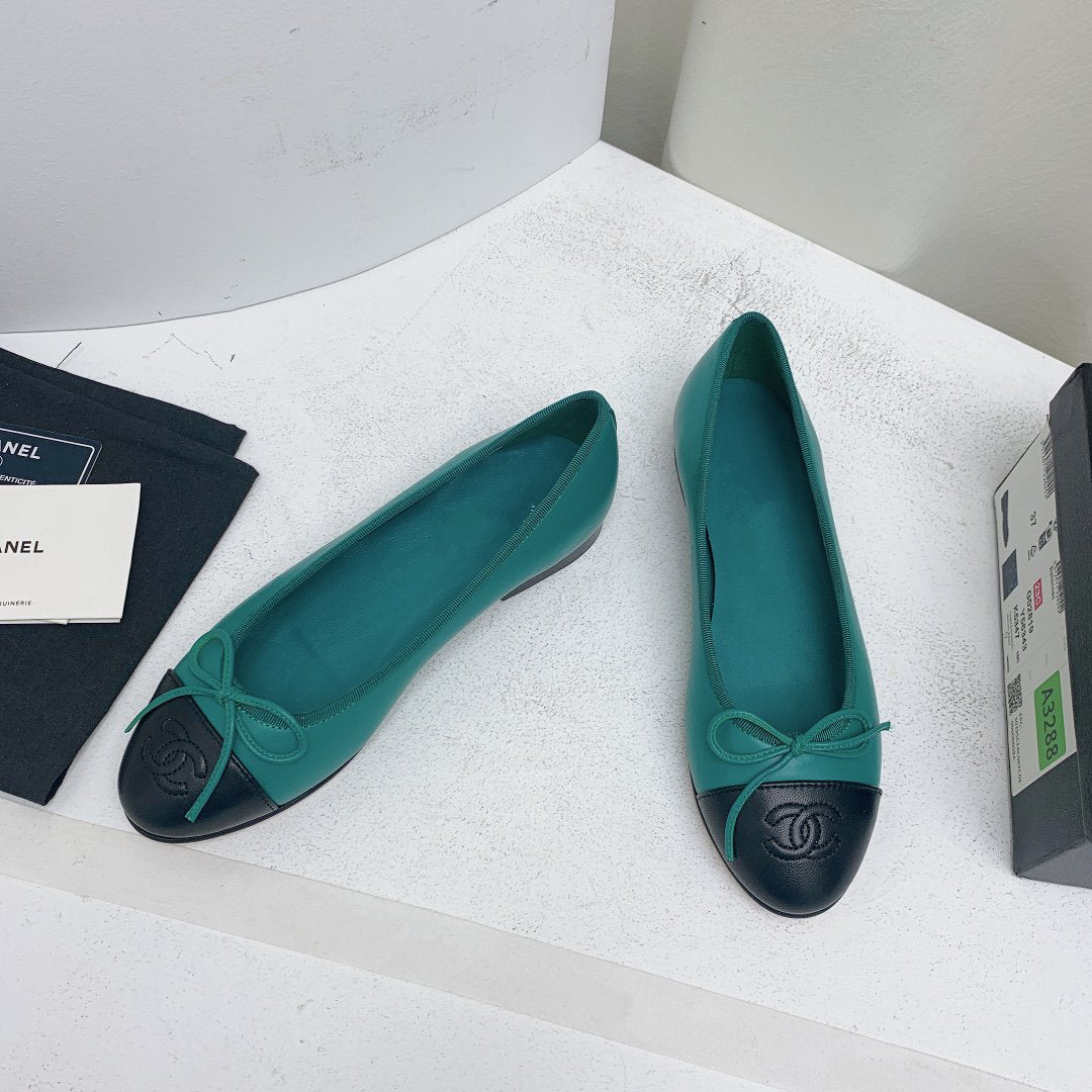 ballet flat blue green black lambskin - 35