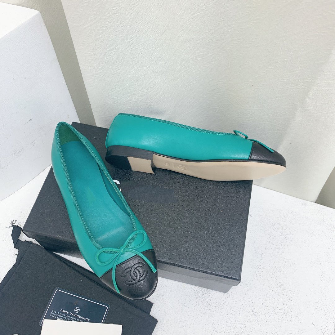ballet flat blue green black lambskin - 35