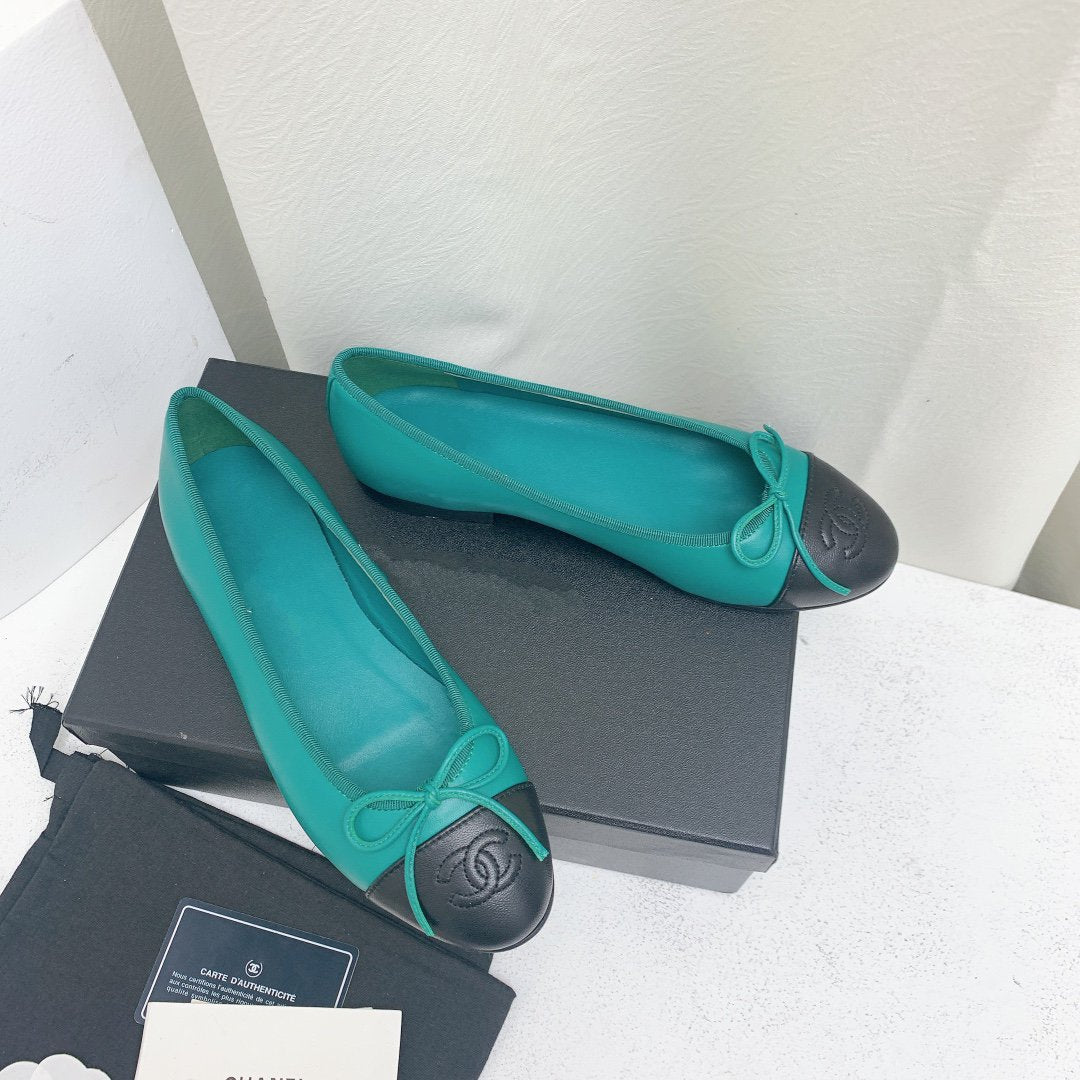 ballet flat blue green black lambskin - 35