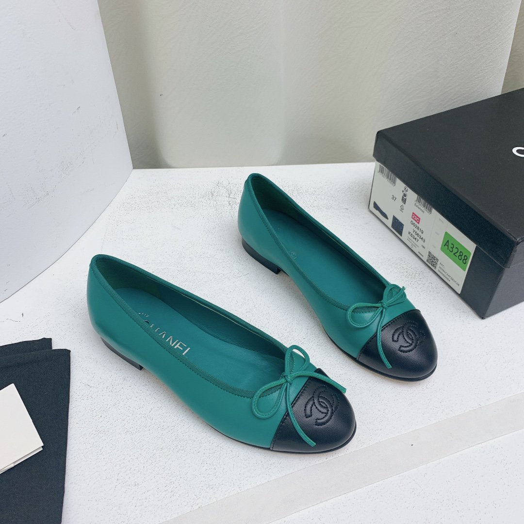 ballet flat blue green black lambskin - 35