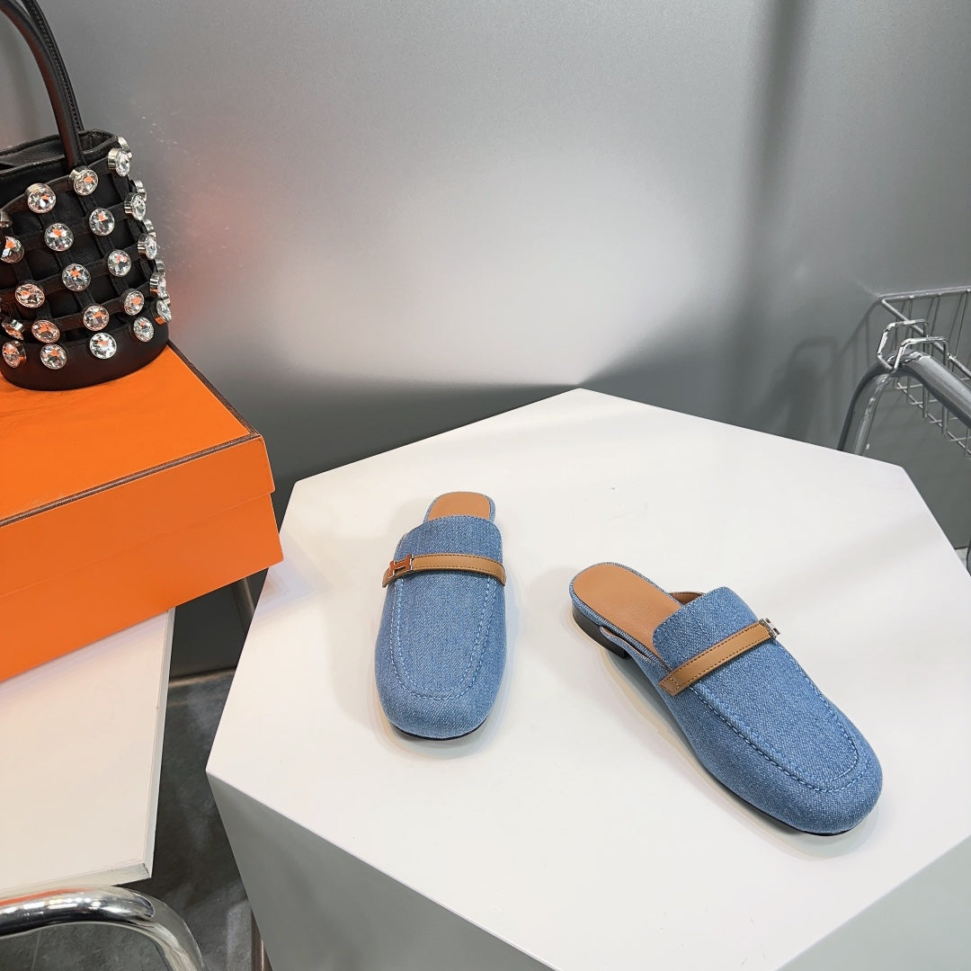 Lena Mule Blue Denim - 35