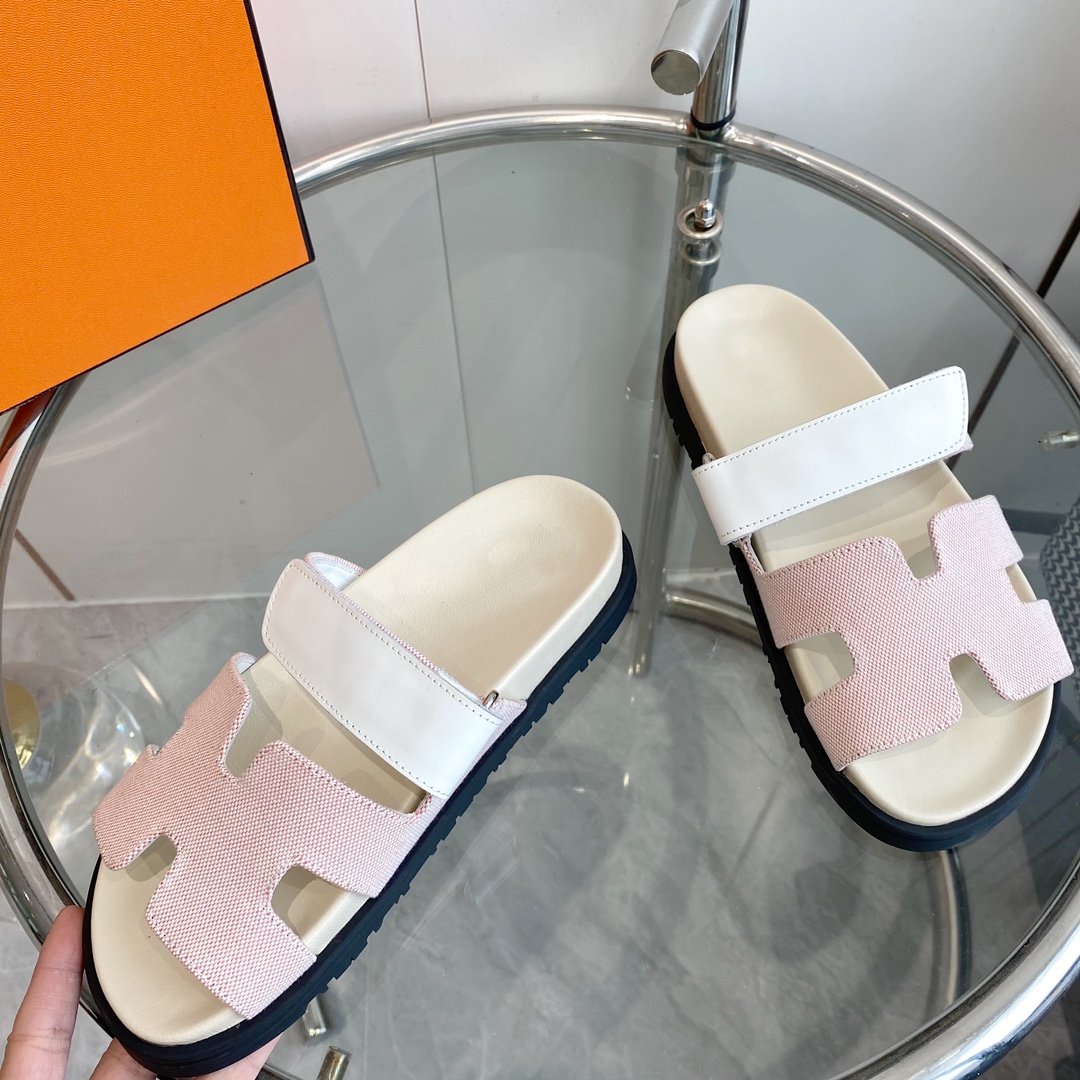 Chypre Canvas Sandal White Pink Leather - 35