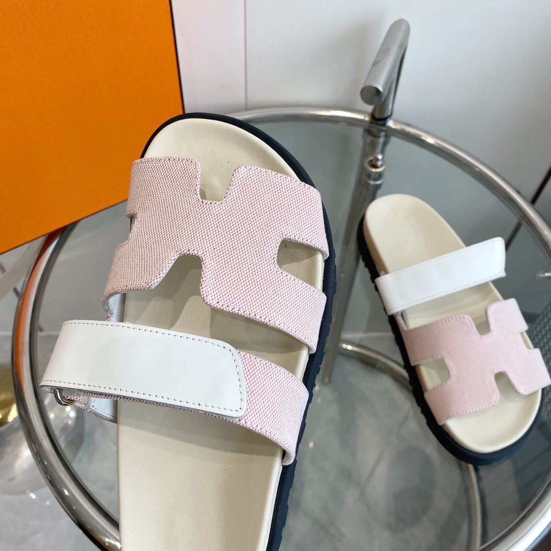 Chypre Canvas Sandal White Pink Leather - 35