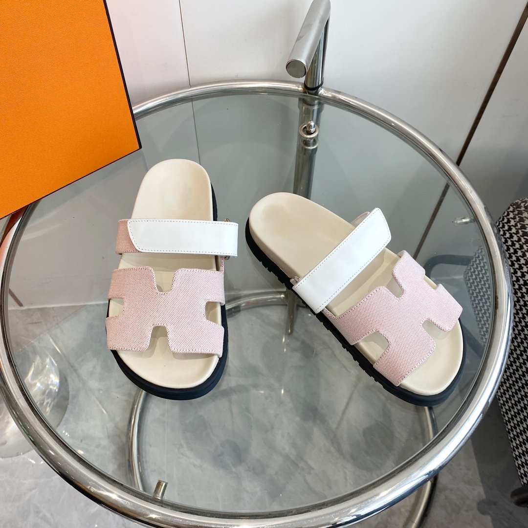 Chypre Canvas Sandal White Pink Leather - 35
