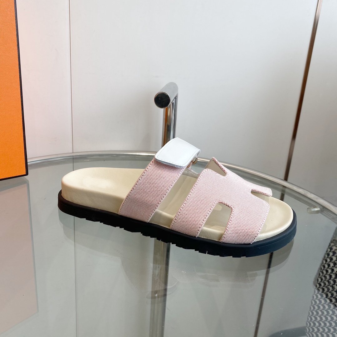 Chypre Canvas Sandal White Pink Leather - 35