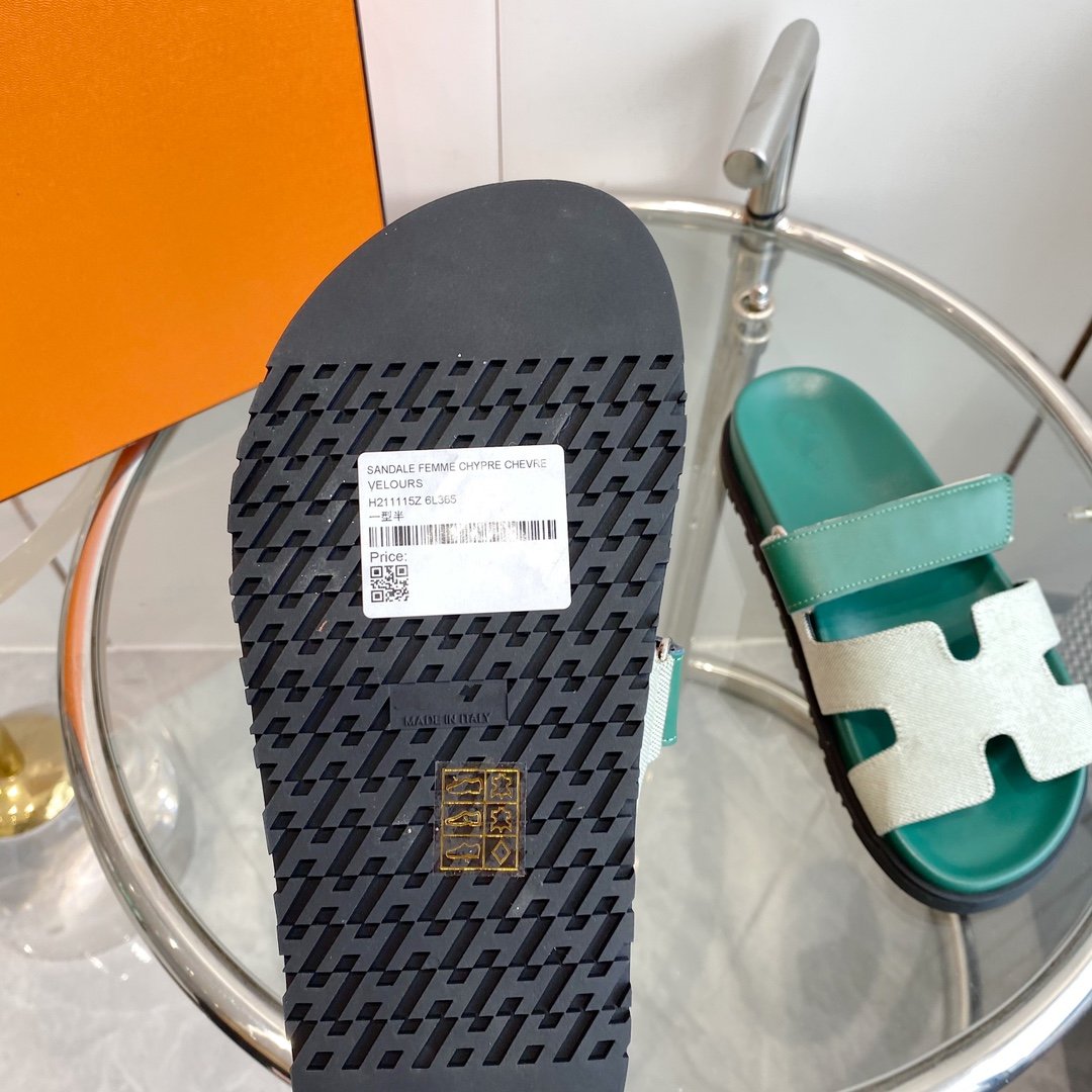 Chypre Canvas Sandal Tiff Leather - 35