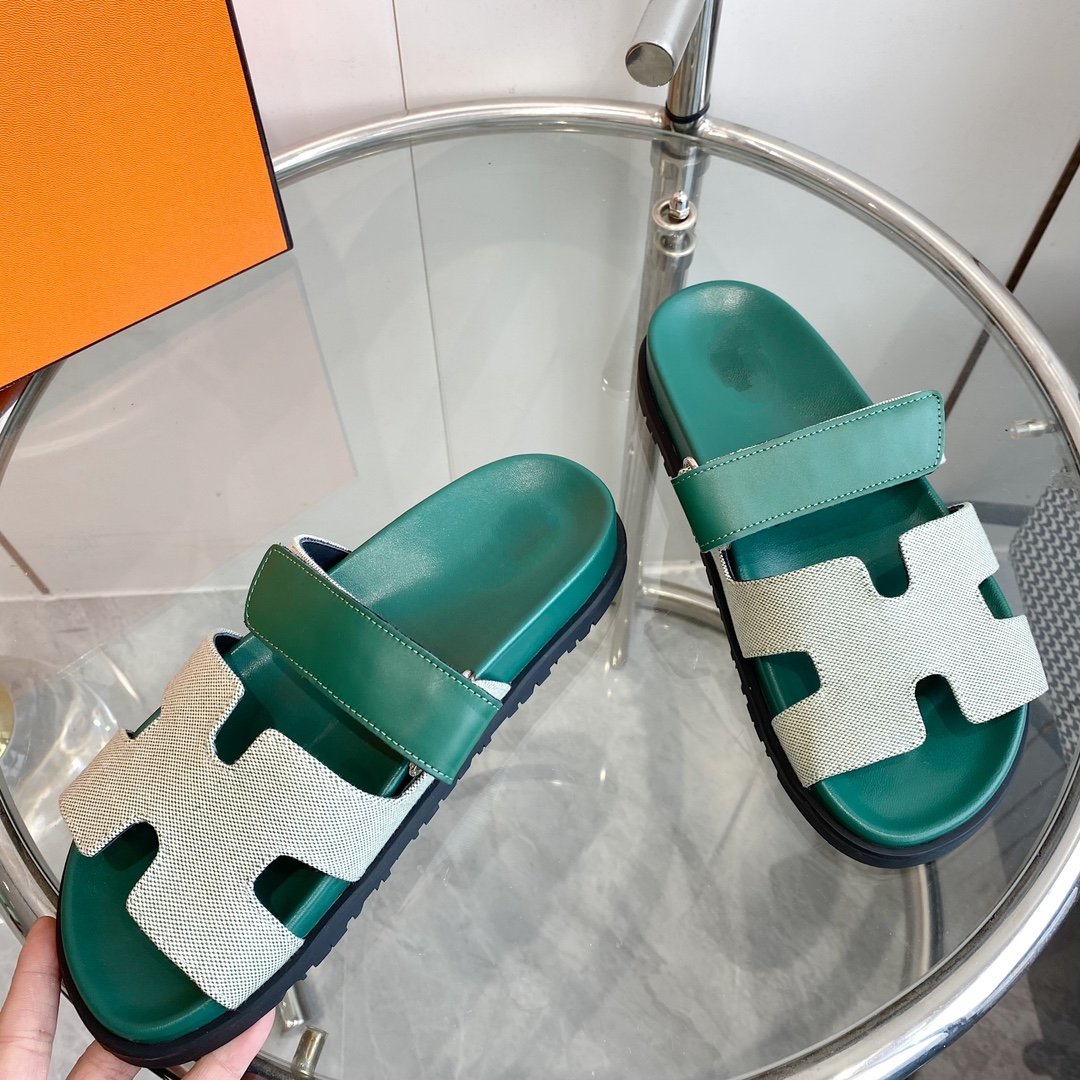 Chypre Canvas Sandal Tiff Leather - 35