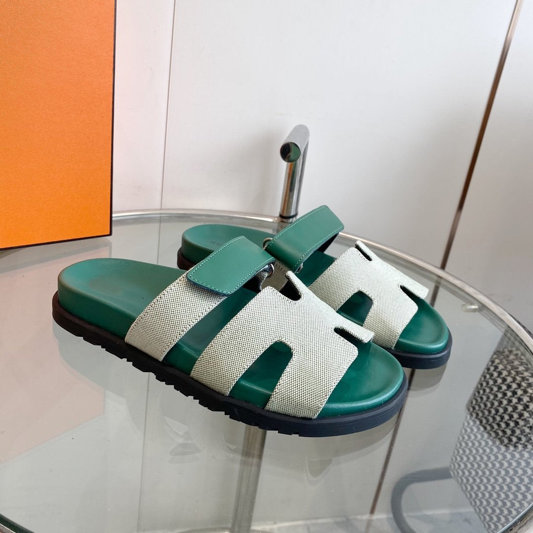 Chypre Canvas Sandal Tiff Leather - 35