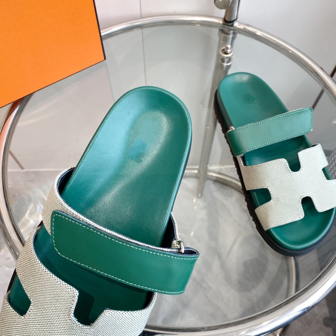 Chypre Canvas Sandal Tiff Leather - 35
