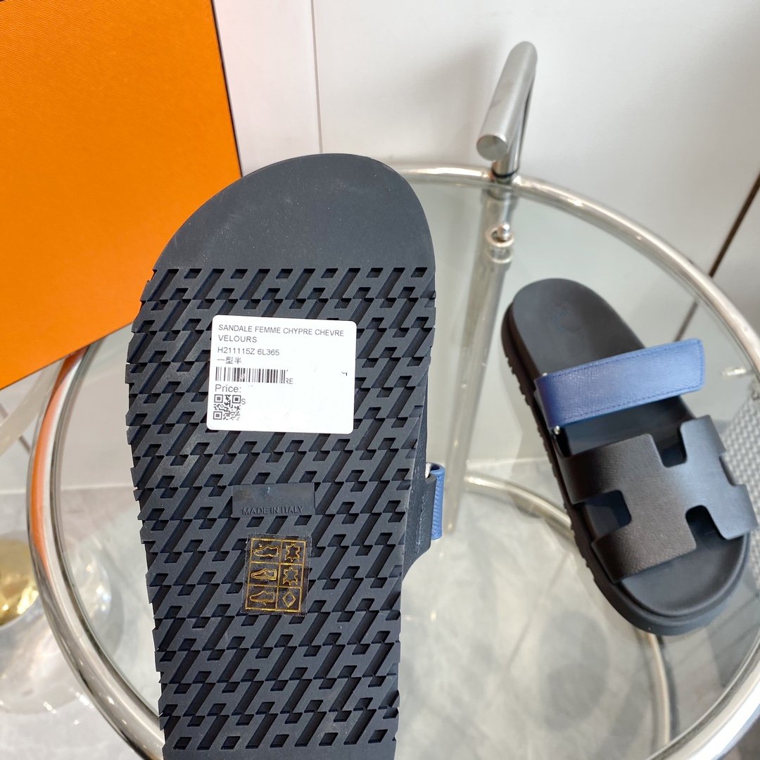 Chypre Sandal Black with blue straps Leather - 35