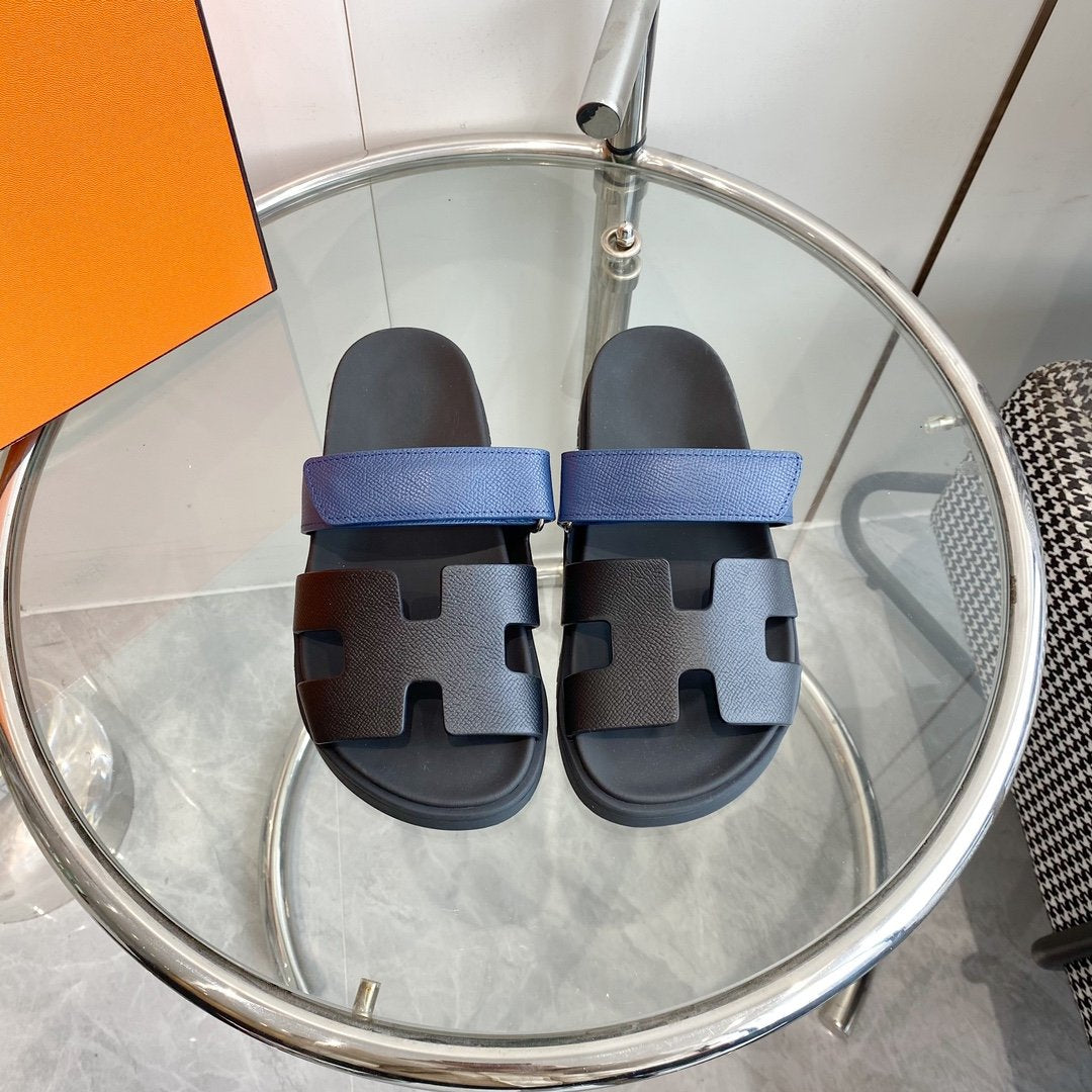 Chypre Sandal Black with blue straps Leather - 35