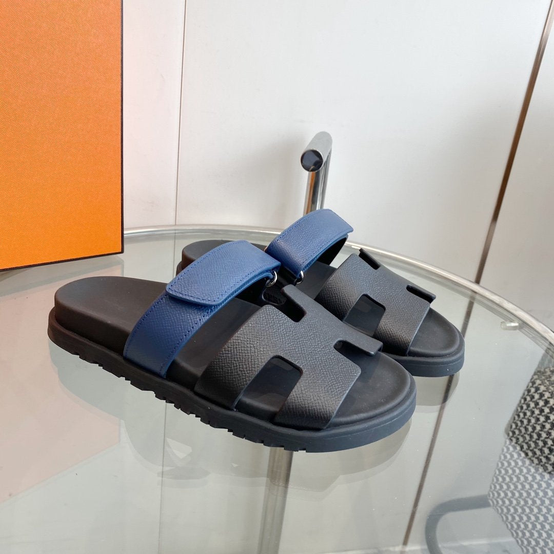 Chypre Sandal Black with blue straps Leather - 35