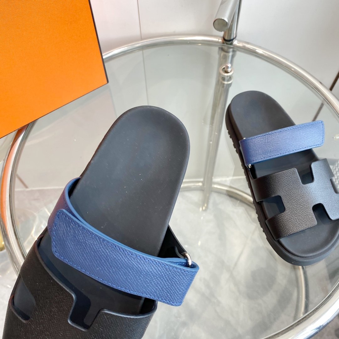 Chypre Sandal Black with blue straps Leather - 35