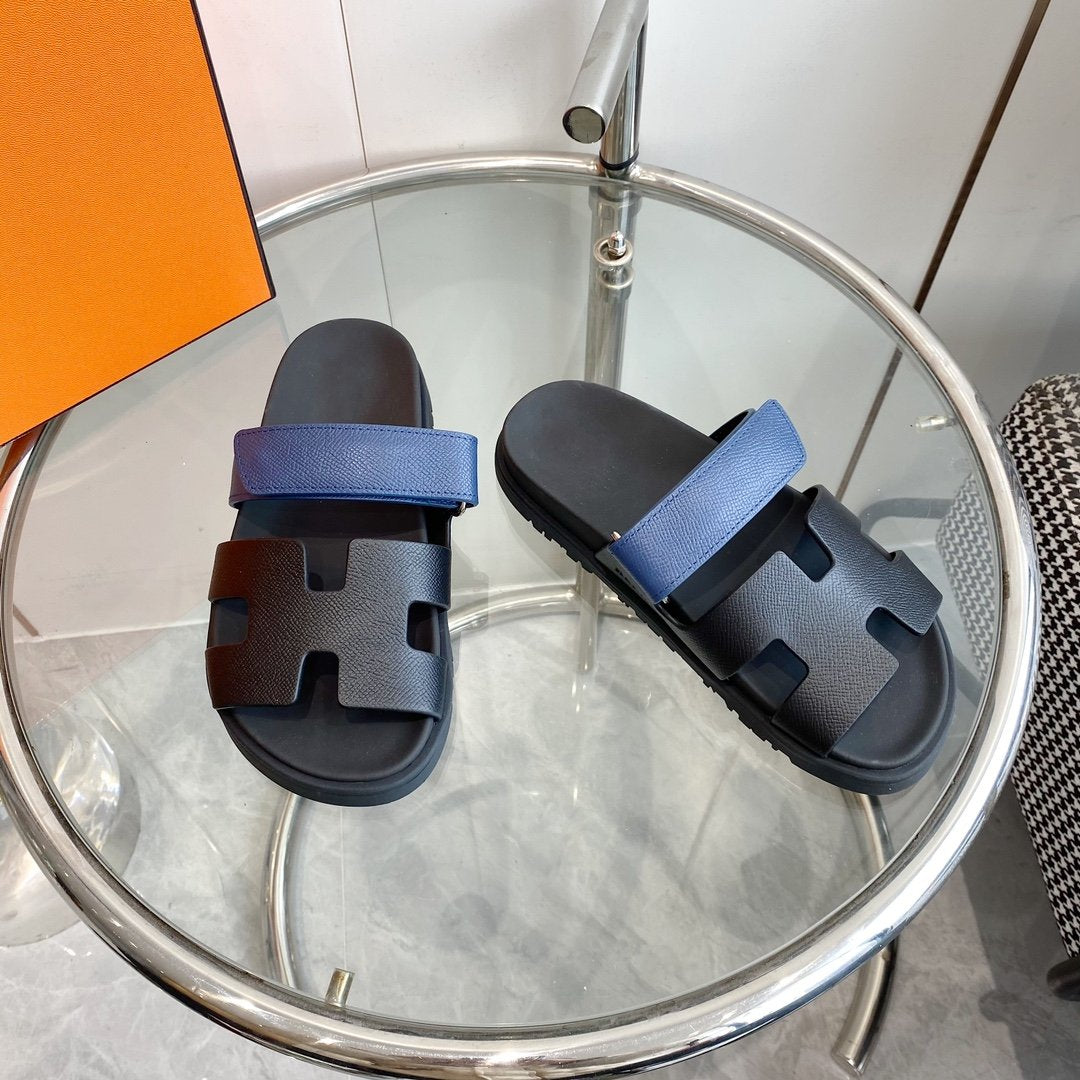 Chypre Sandal Black with blue straps Leather - 35