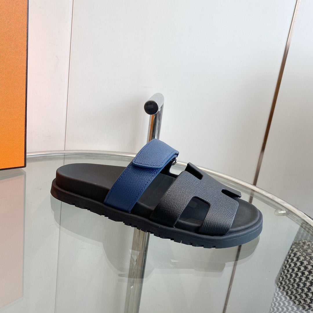 Chypre Sandal Black with blue straps Leather - 35