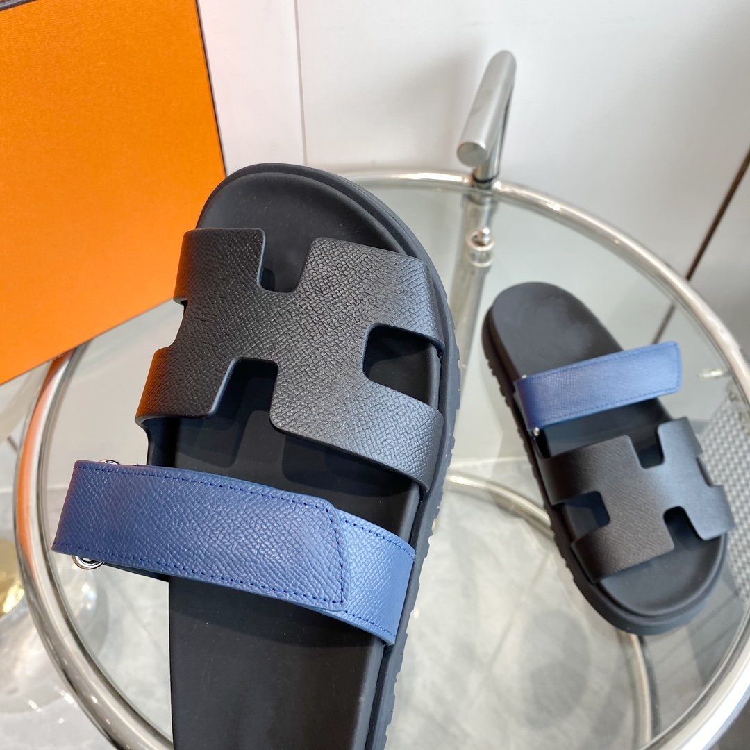 Chypre Sandal Black with blue straps Leather - 35