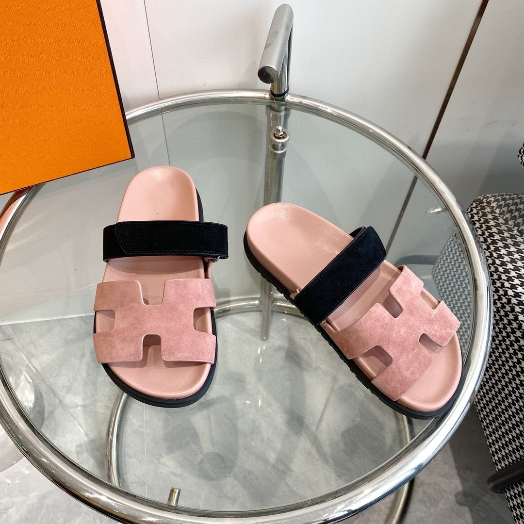 Chypre Sandal Suede Pink Chapas / Black - 35
