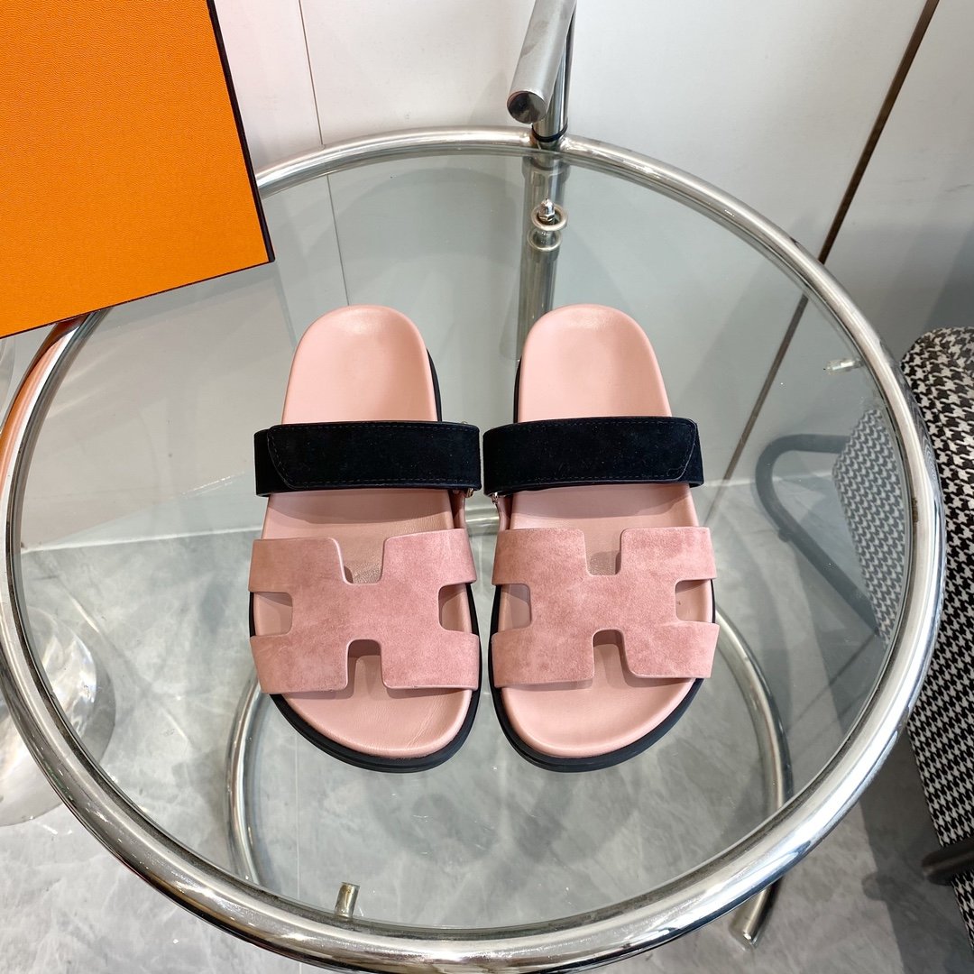 Chypre Sandal Suede Pink Chapas / Black - 35