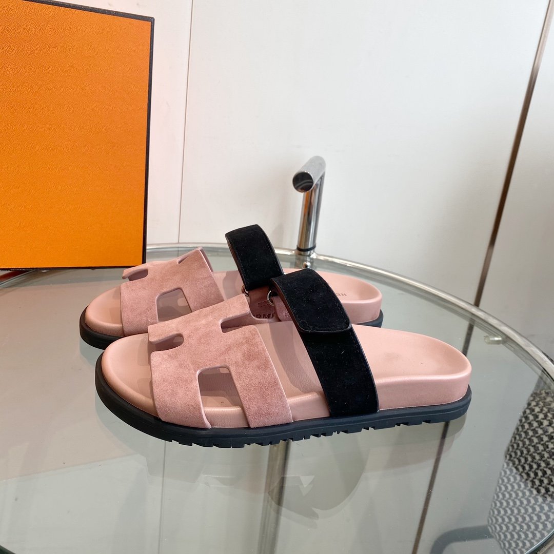 Chypre Sandal Suede Pink Chapas / Black - 35
