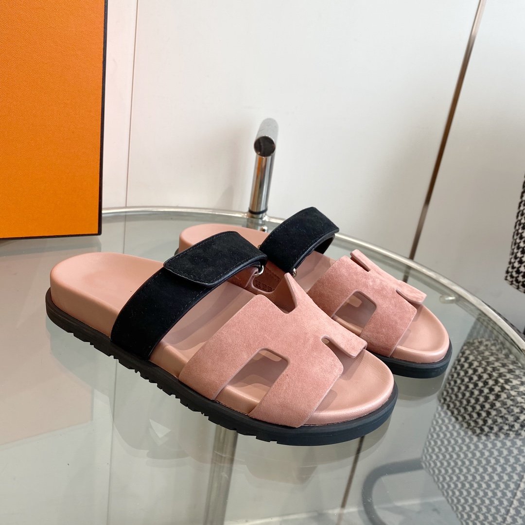 Chypre Sandal Suede Pink Chapas / Black - 35