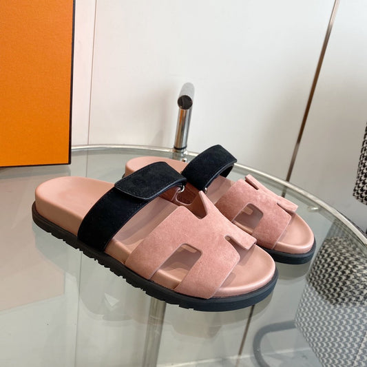 Chypre Sandal Suede Pink Chapas / Black - 35