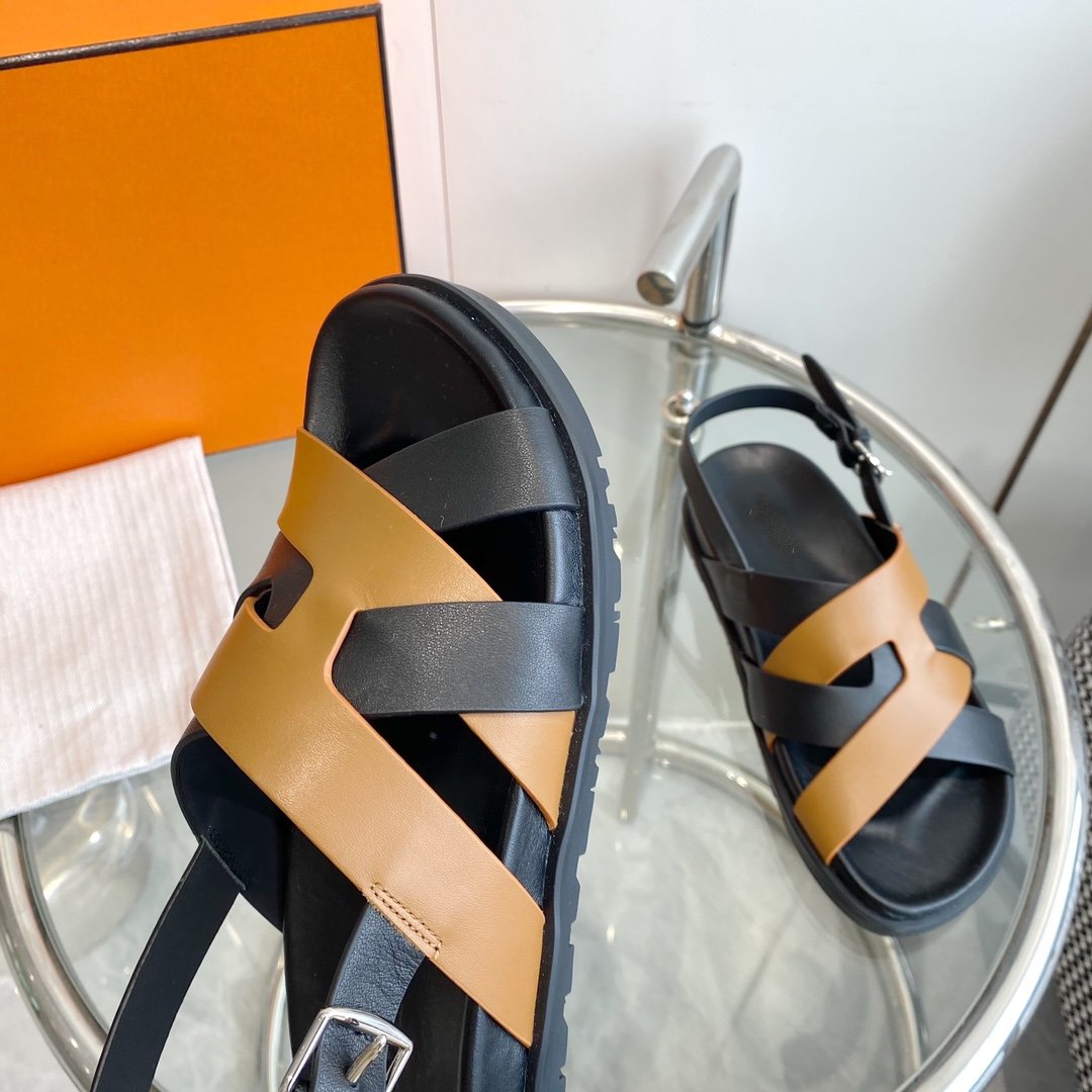 Genius Sandal Slingback Black/Brown Calfskin Leather - 35