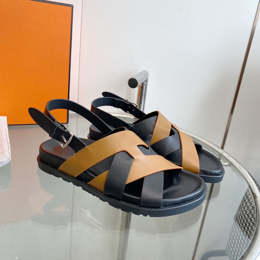 Genius Sandal Slingback Black/Brown Calfskin Leather - 35