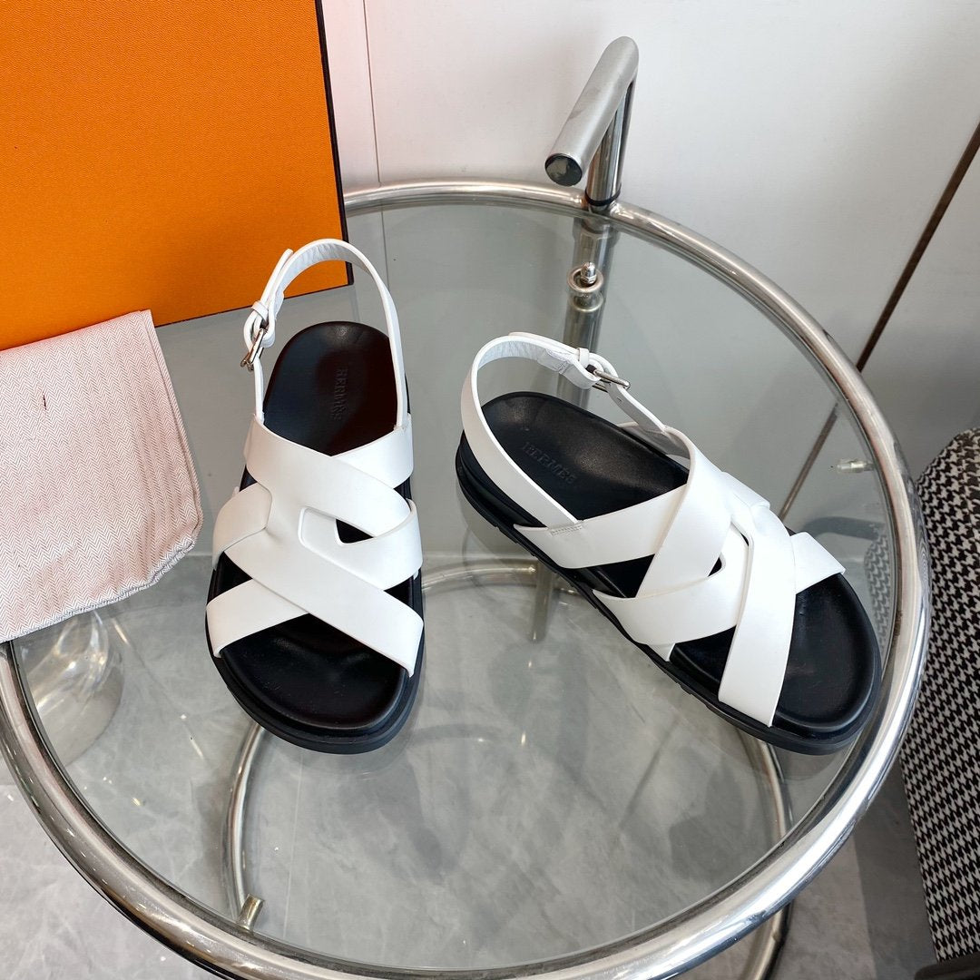 Genius Sandal Slingback White Calfskin Leather - 35
