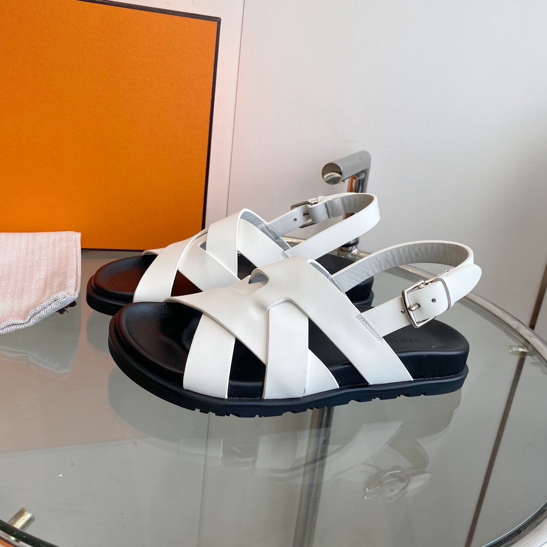 Genius Sandal Slingback White Calfskin Leather - 35
