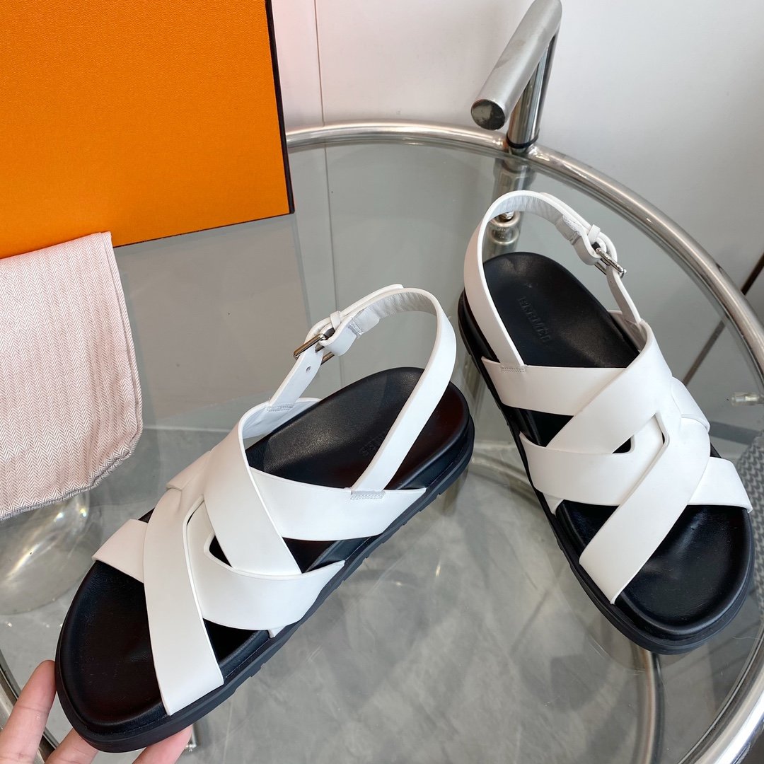 Genius Sandal Slingback White Calfskin Leather - 35