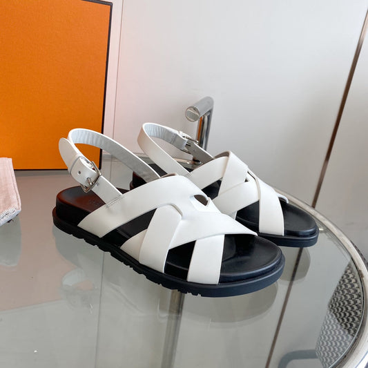 Genius Sandal Slingback White Calfskin Leather - 35