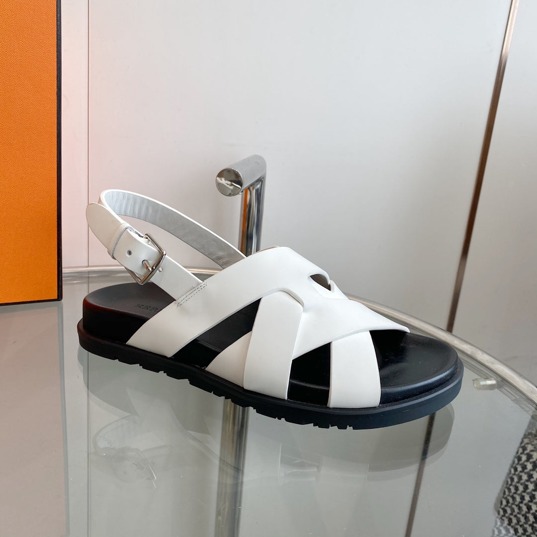 Genius Sandal Slingback White Calfskin Leather - 35