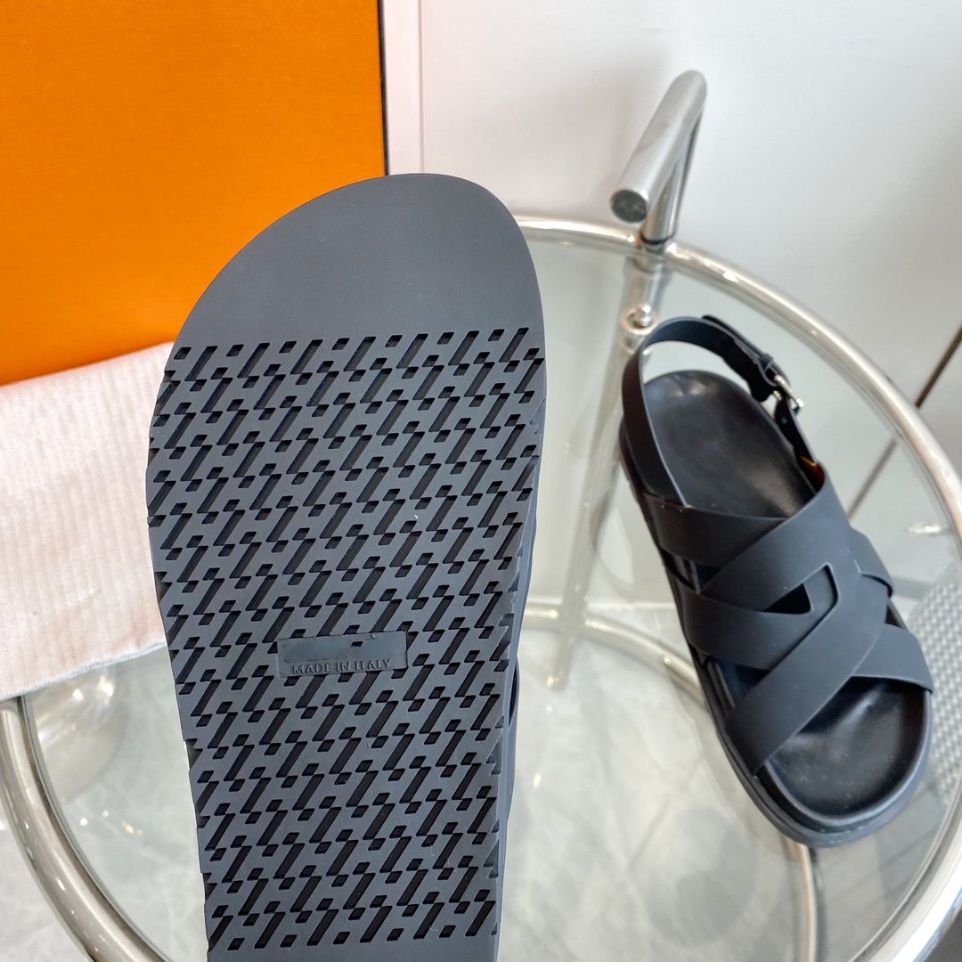 Genius Sandal Slingback Black Calfskin Leather - 35
