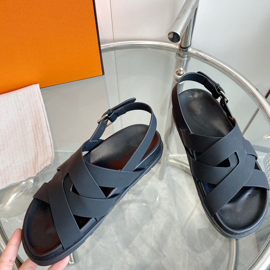 Genius Sandal Slingback Black Calfskin Leather - 35