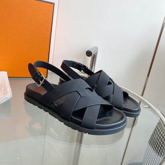Genius Sandal Slingback Black Calfskin Leather - 35