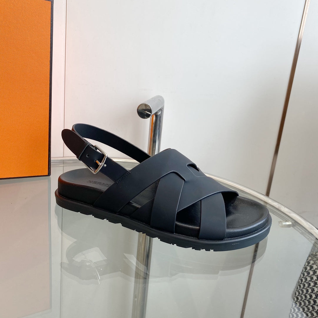 Genius Sandal Slingback Black Calfskin Leather - 35