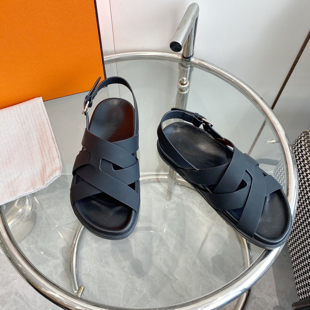 Genius Sandal Slingback Black Calfskin Leather - 35