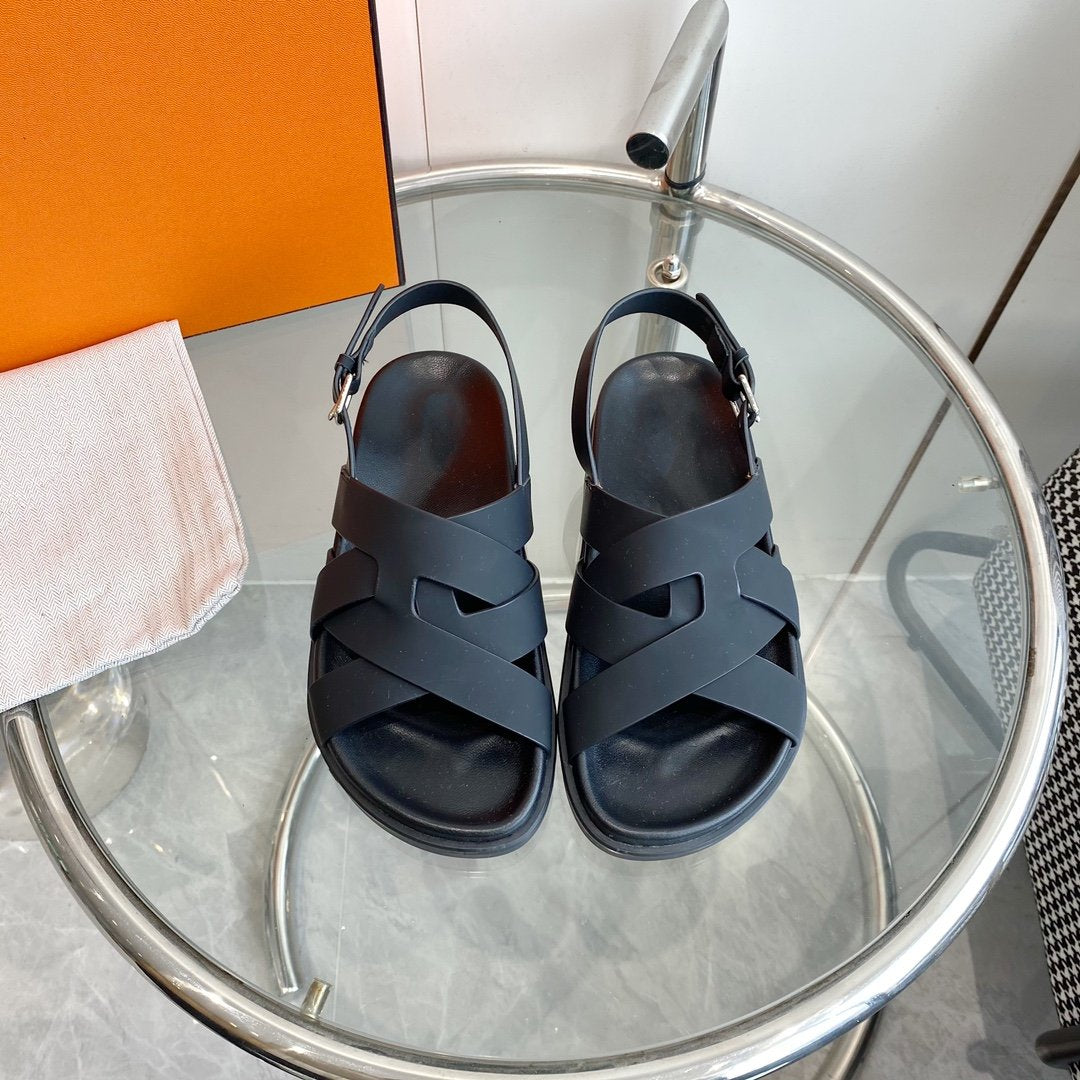Genius Sandal Slingback Black Calfskin Leather - 35