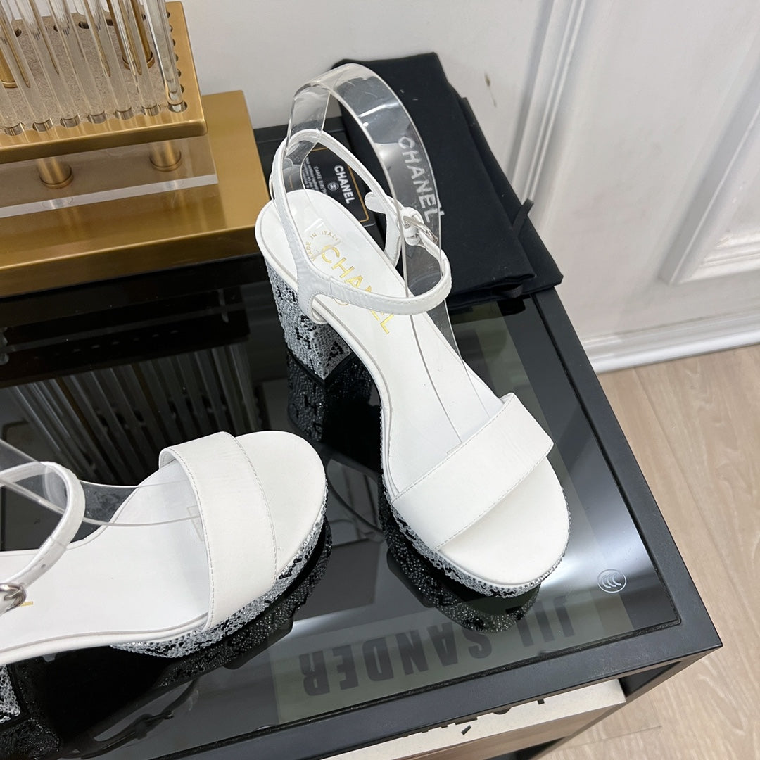 SANDALS leather satin white - 35