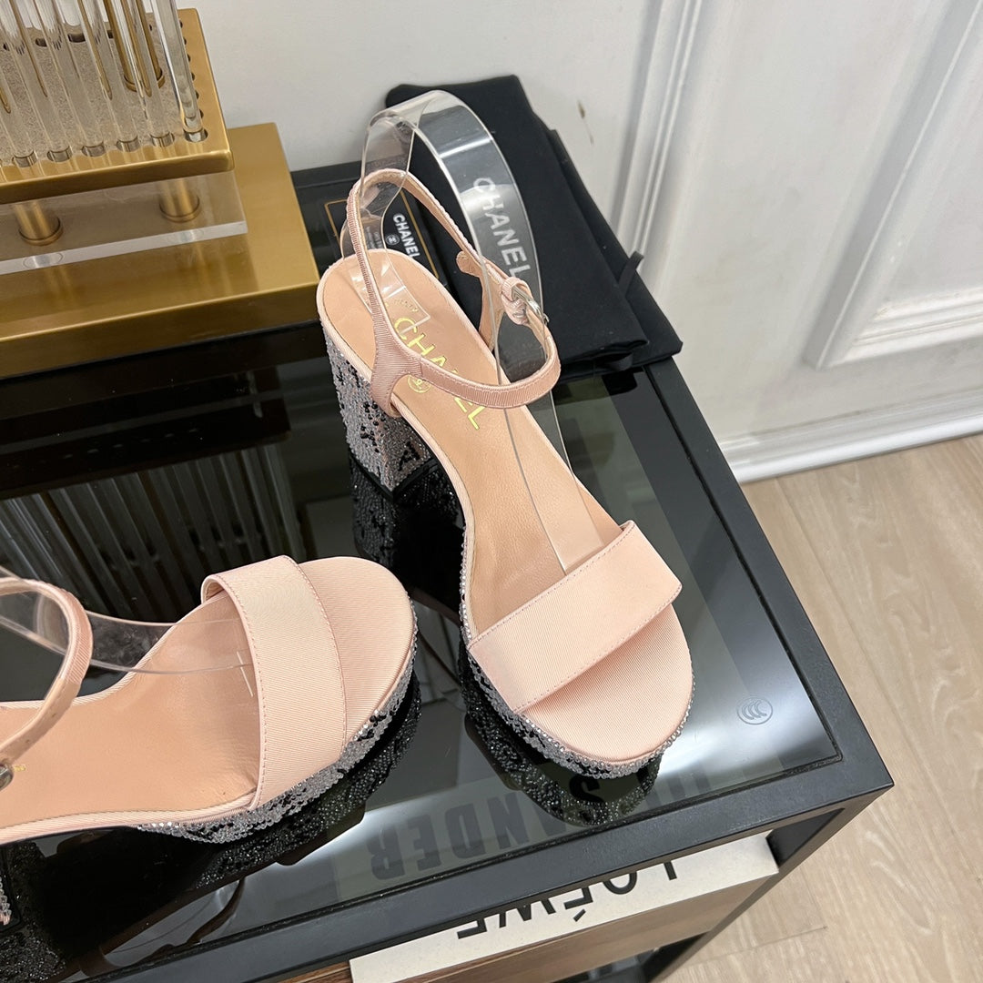 SANDALS leather satin pink - 35