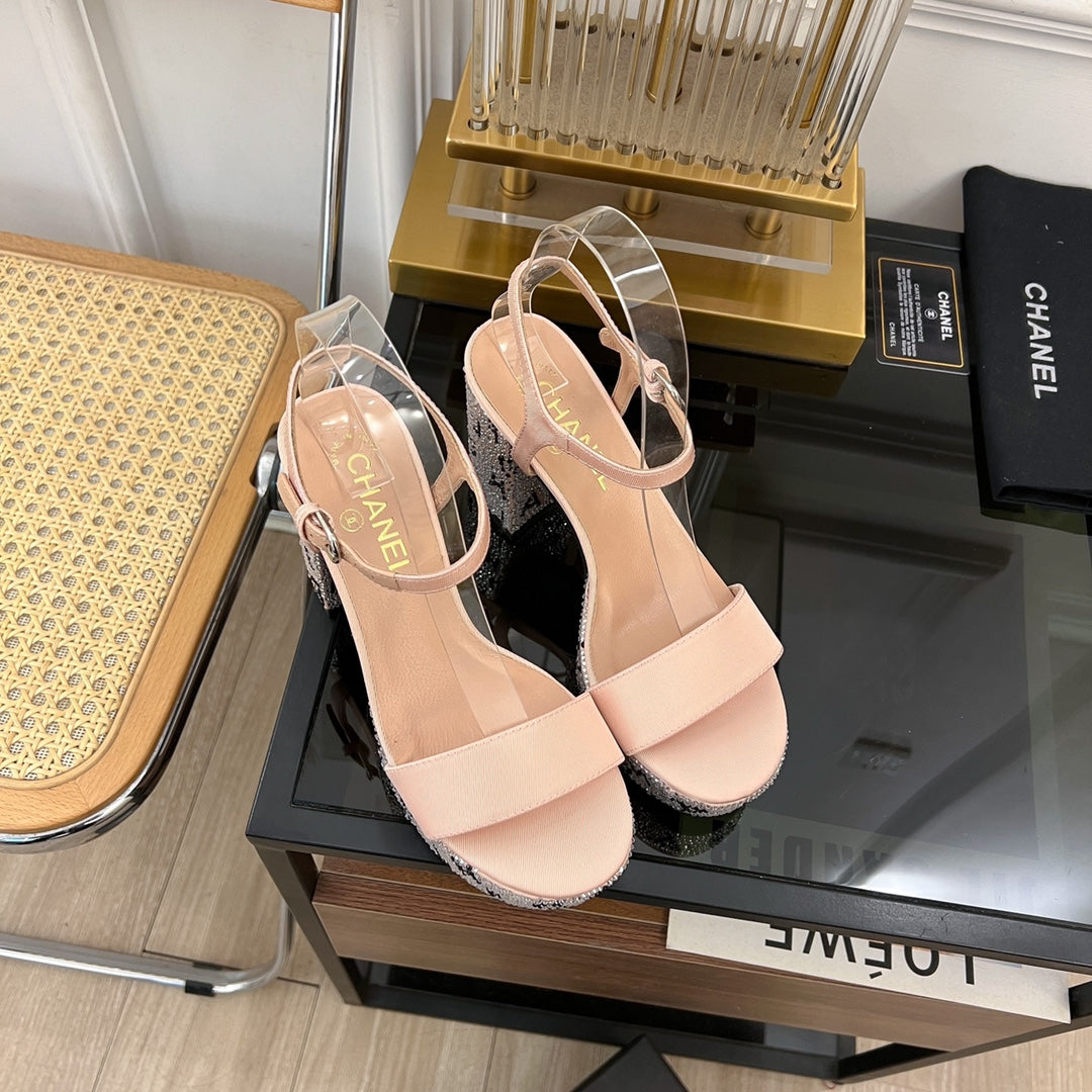 SANDALS leather satin pink - 35