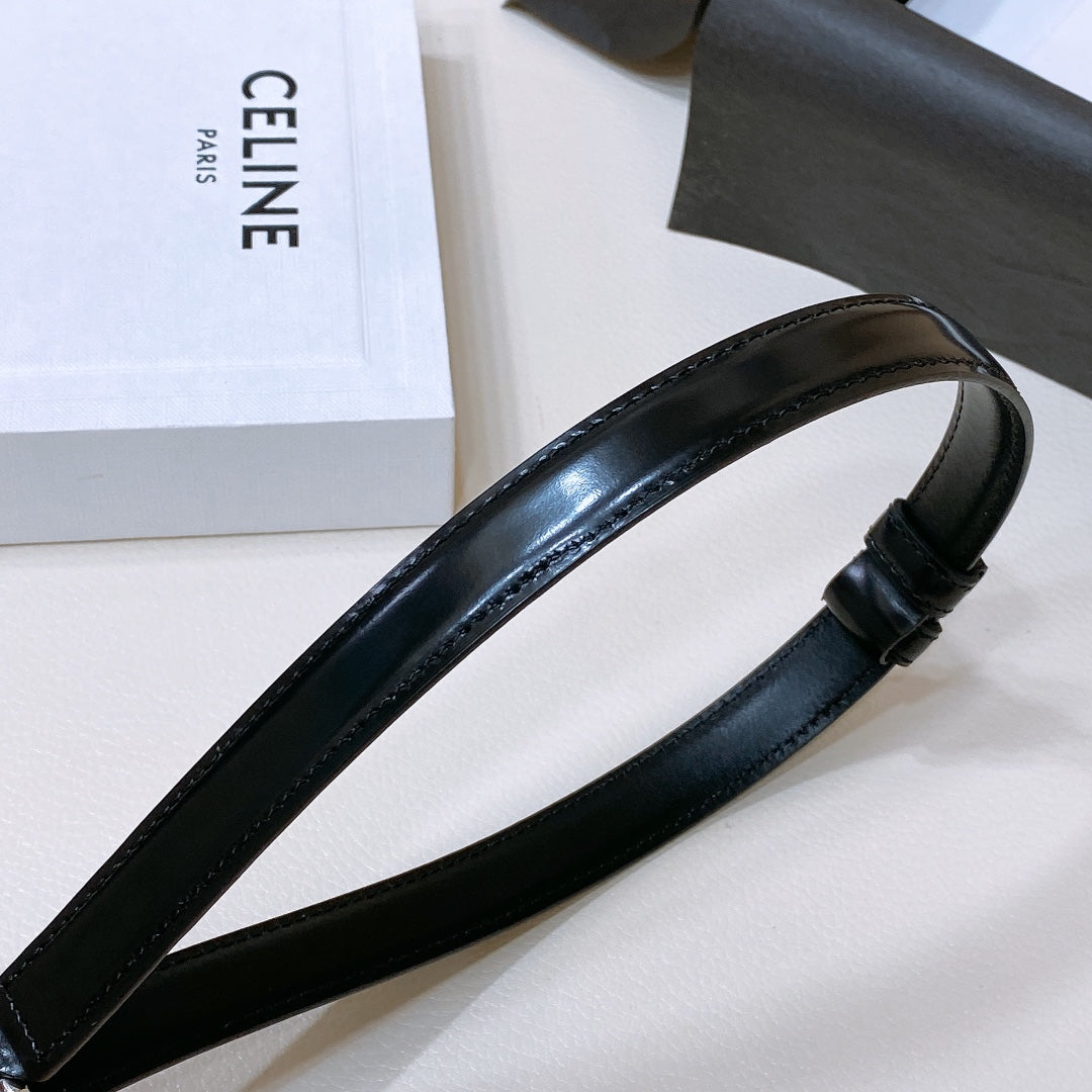 SMALL 18 MM GOURMETTE TRIOMPHE ADJUSTABLE BELT IN BLACK LEATHER SILVER HARDWARE - 30