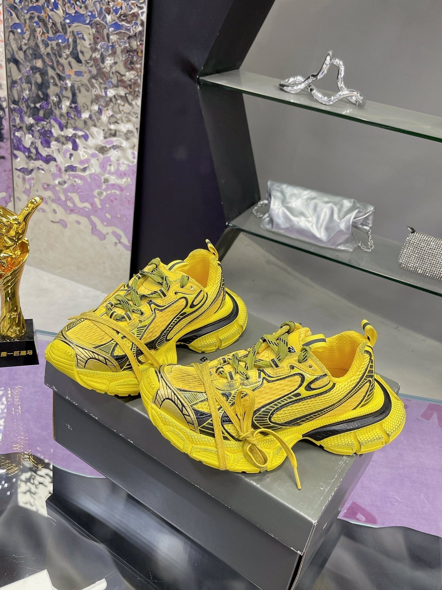 3XL SNEAKER IN YELLOW MIX BLACK MESH AND POLYURETHANE - 35