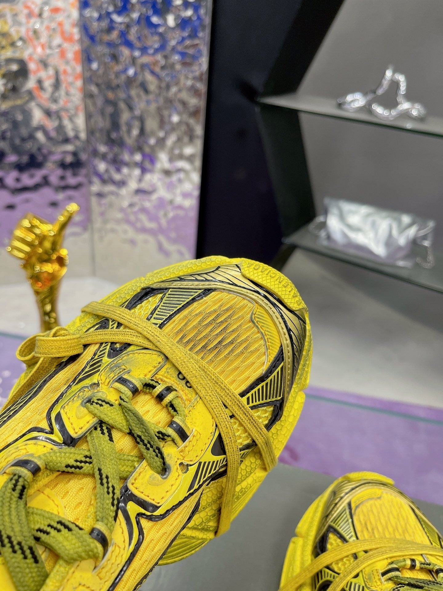 3XL SNEAKER IN YELLOW MIX BLACK MESH AND POLYURETHANE - 35