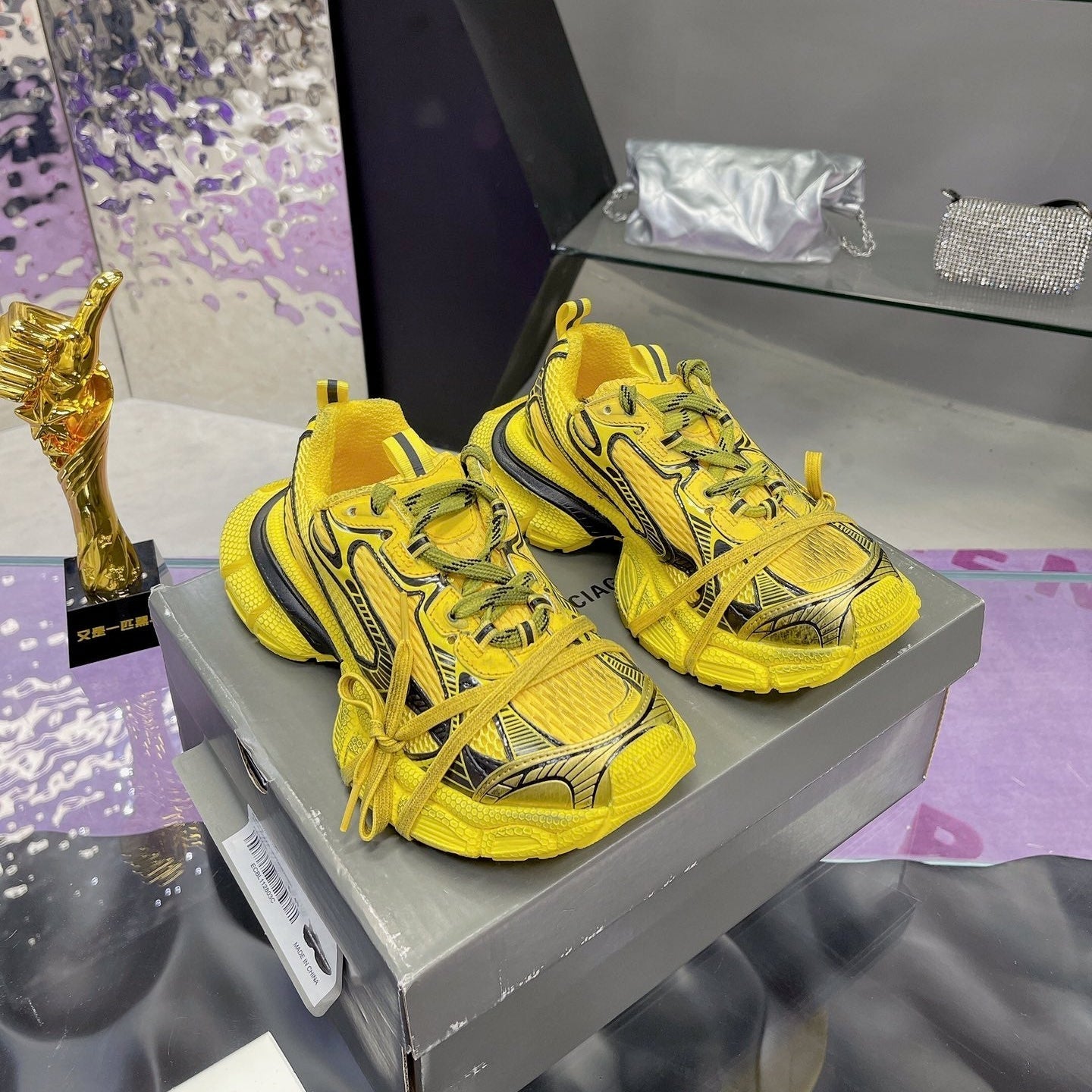 3XL SNEAKER IN YELLOW MIX BLACK MESH AND POLYURETHANE - 35