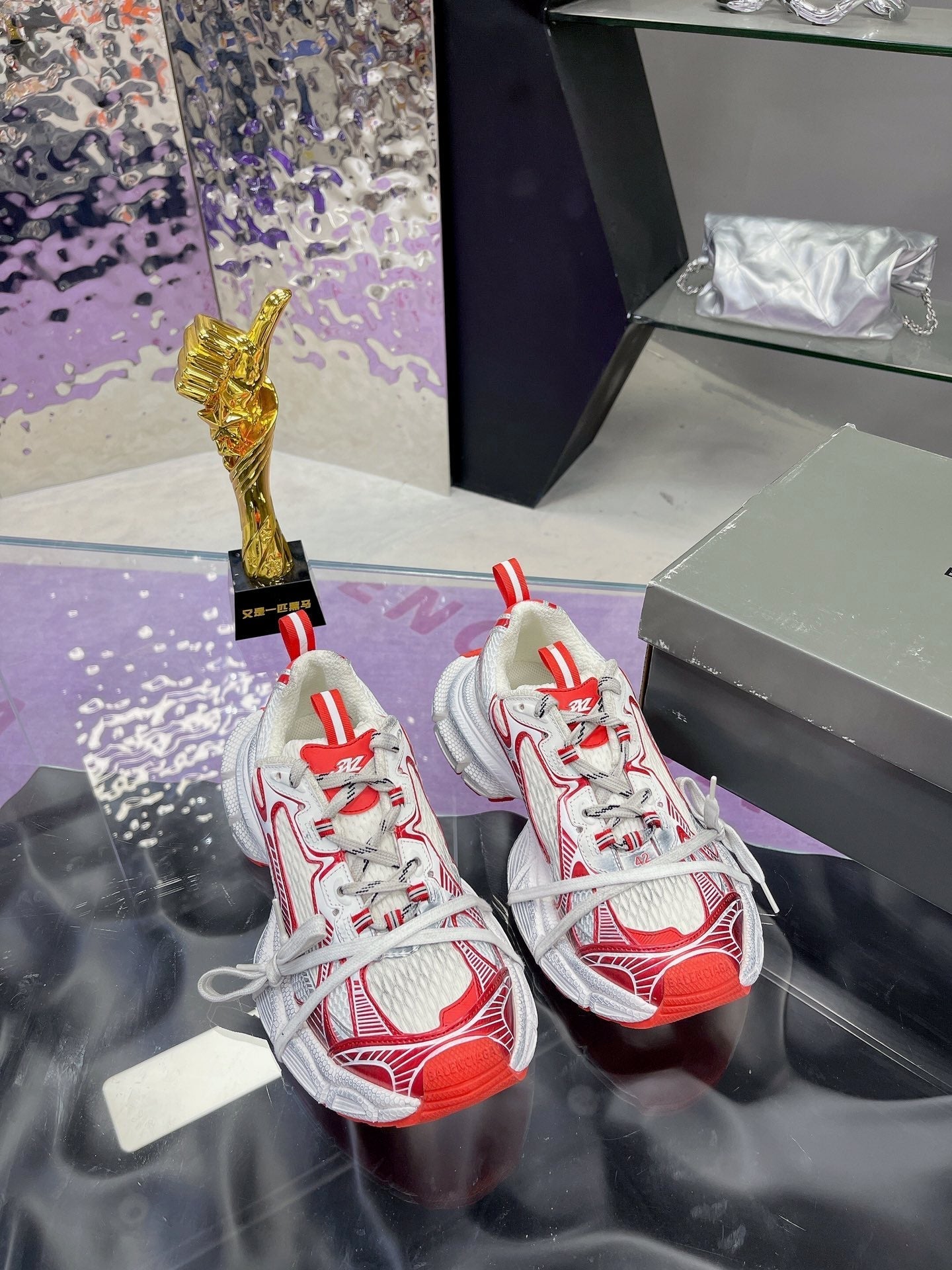 3XL SNEAKER IN RED MIX WHITE MESH AND POLYURETHANE - 35