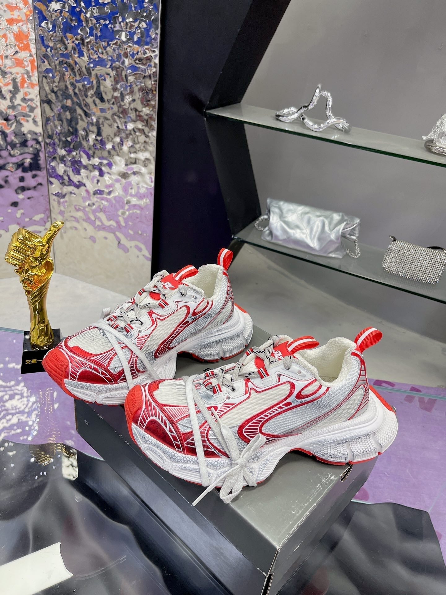 3XL SNEAKER IN RED MIX WHITE MESH AND POLYURETHANE - 35